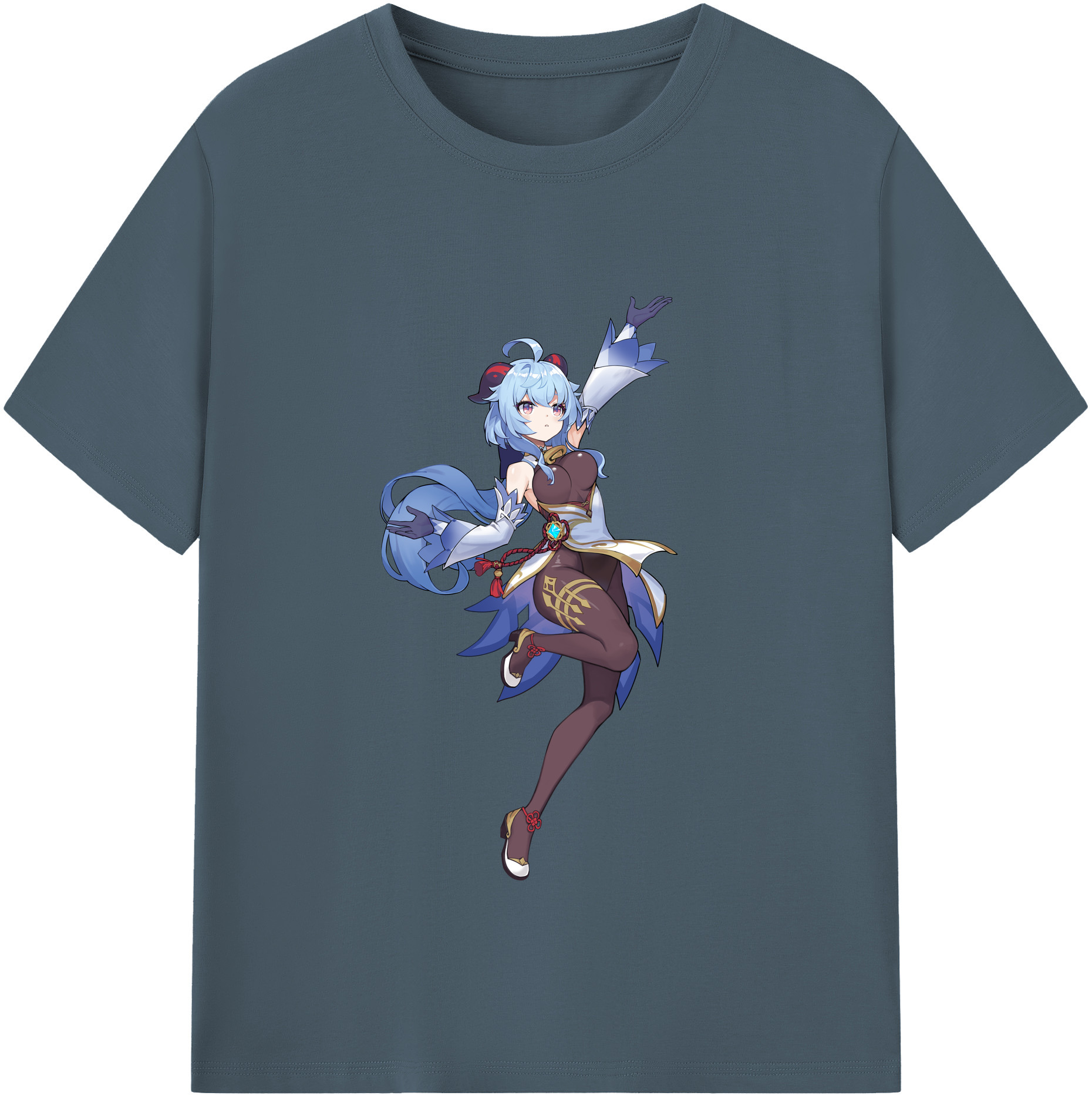 げんし神 甘雨 かんう genshin Ganyu 綿100％半袖Tシャツ（フロントプリント）